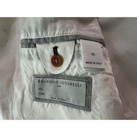 $4000 Brunello Cucinelli Ivory Bomber Jacket Linen Blend IT50 US M/L - Picture 10 of 16